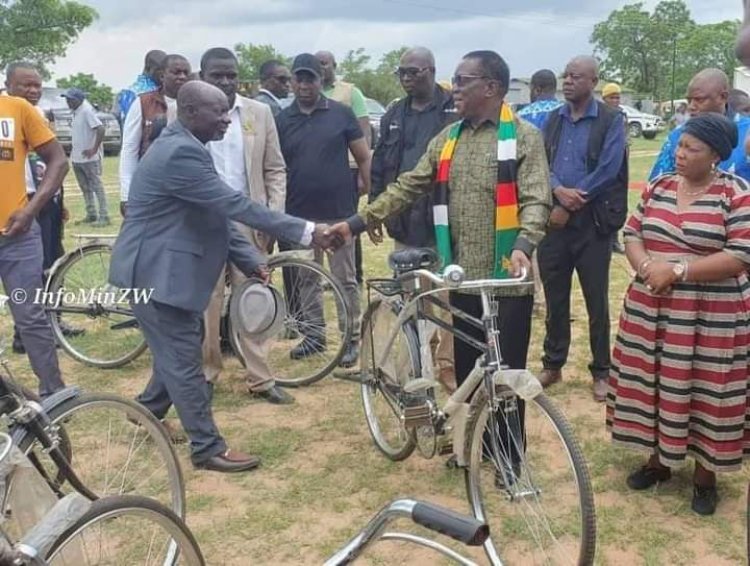 Zimbabwe President Donates 54 Bicycles To Village Heads As Christmas Gift